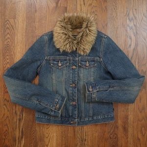 A&F Faux Fur Lined Jean Jacket Small